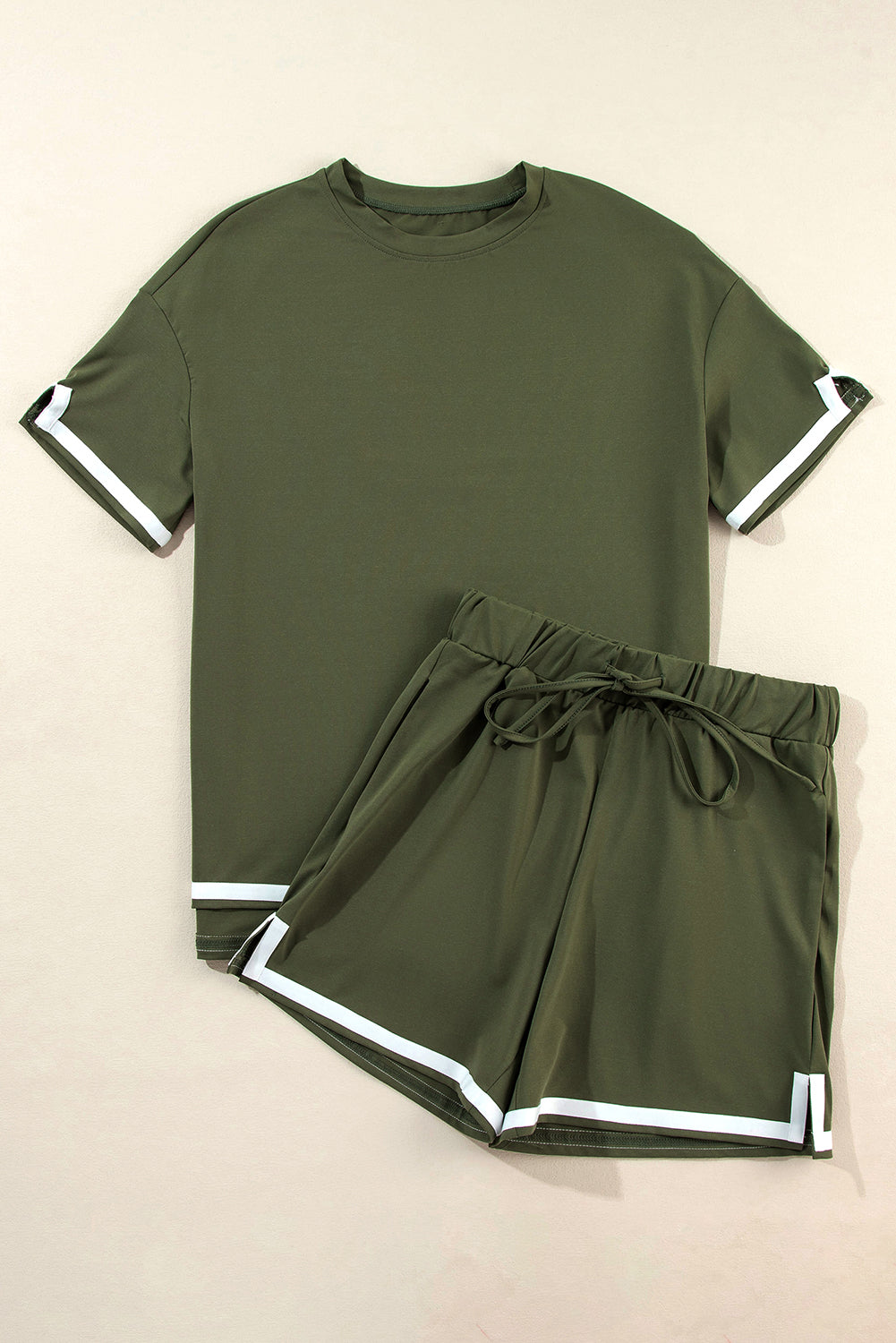 Zwarte contrasterende T-shirt en shorts set