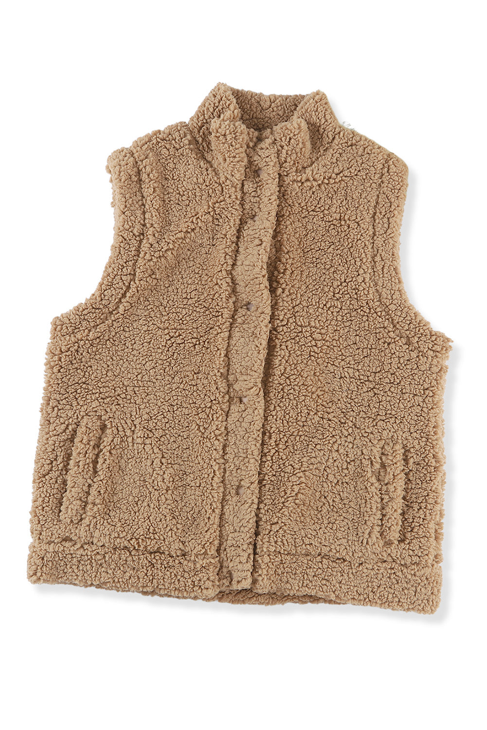 Khaki Sherpa vest met drukknoopsluiting en zakken