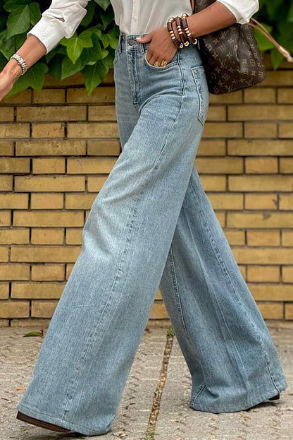 Dusk Blue Acid Wash Extra Wide Leg High Waist Lange Jeans