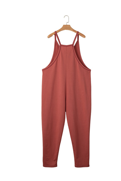 Zwarte Harembroek met zijzakken, mouwloze V-hals jumpsuit