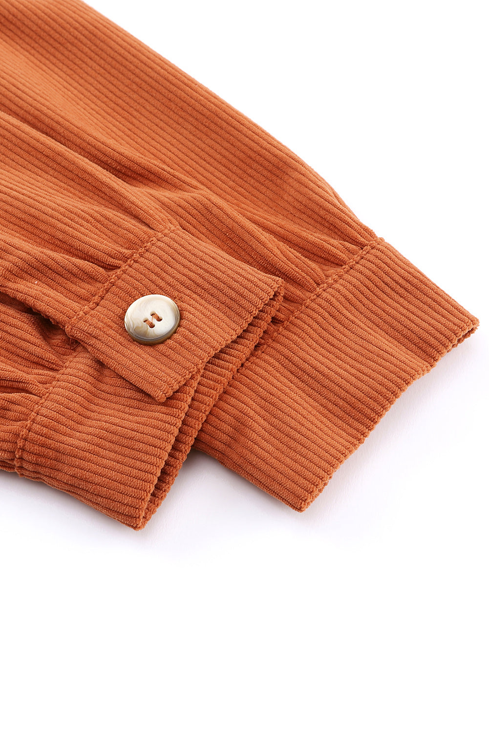 Khaki Corduroy Geknoopte Lange Mouw Shirtjurk