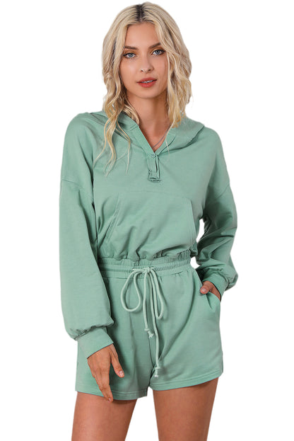 Blauwe Franse Terry Hoodie Romper