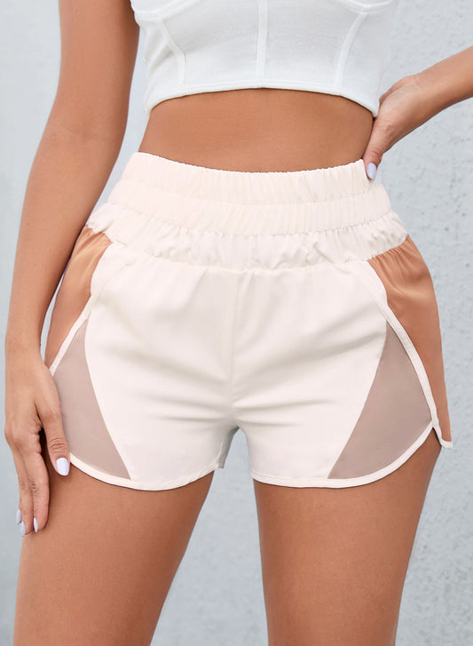 Apricot Color Block Split High Waist Shorts