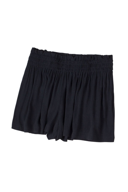 Zwarte gesmokte shorts met hoge taille