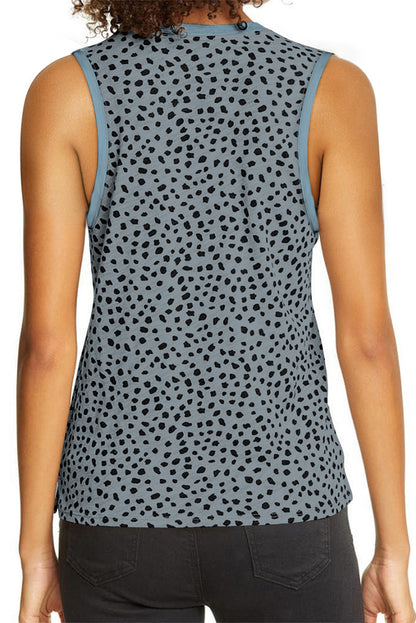 Tanktop met ronde hals en luipaardprint