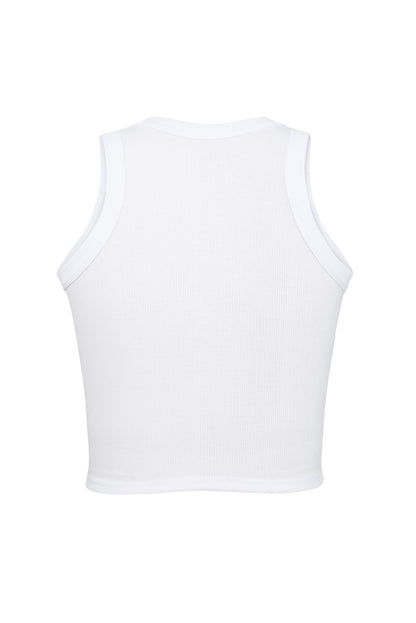 Witte mode bodycon strakke geribbelde tanktop