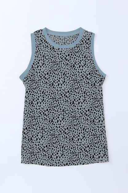 Tanktop met ronde hals en luipaardprint