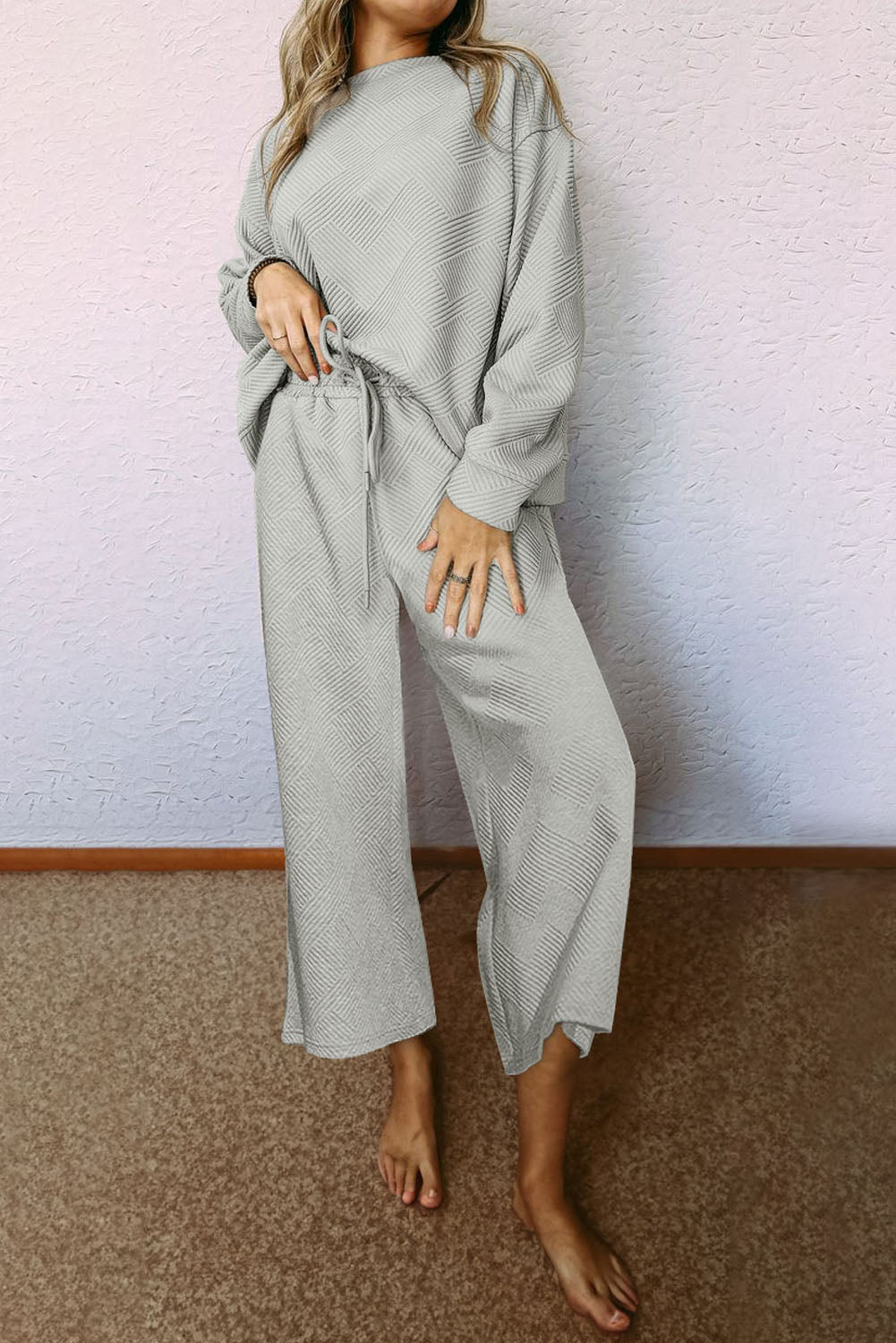 Rode Dahlia Ultra Losse Getextureerde 2-delige Slouchy Outfit