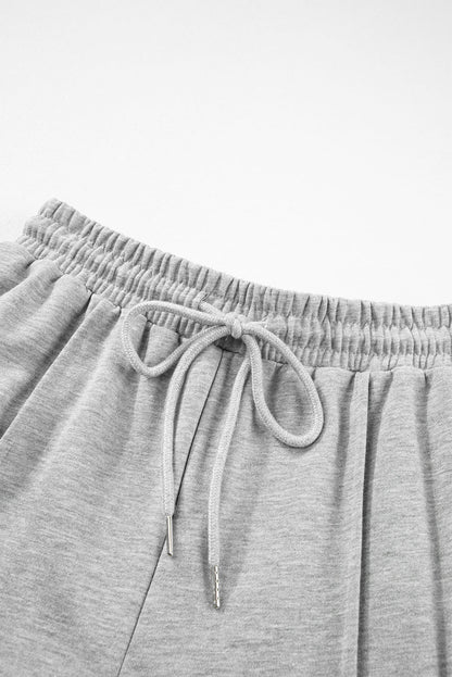 Light Grey Drawstring Waist Cargo Sweatpants