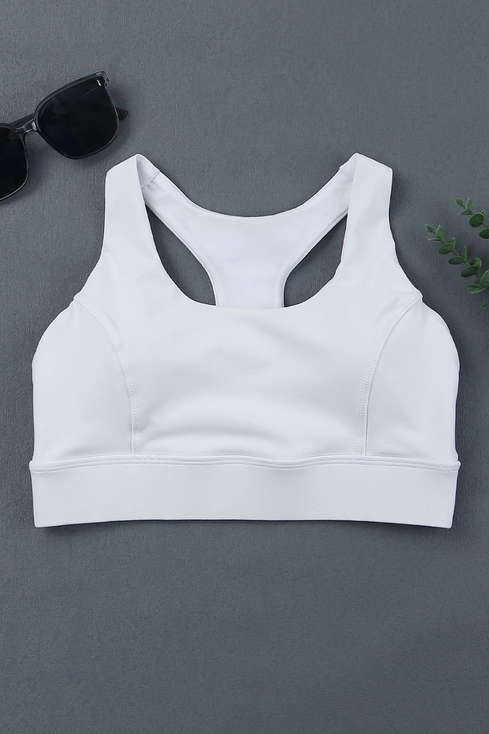 White Athletic Push Up Sports Bra