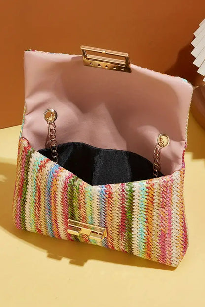 Multicolour Bohemian Woven Gold Chain Shoulder Bag