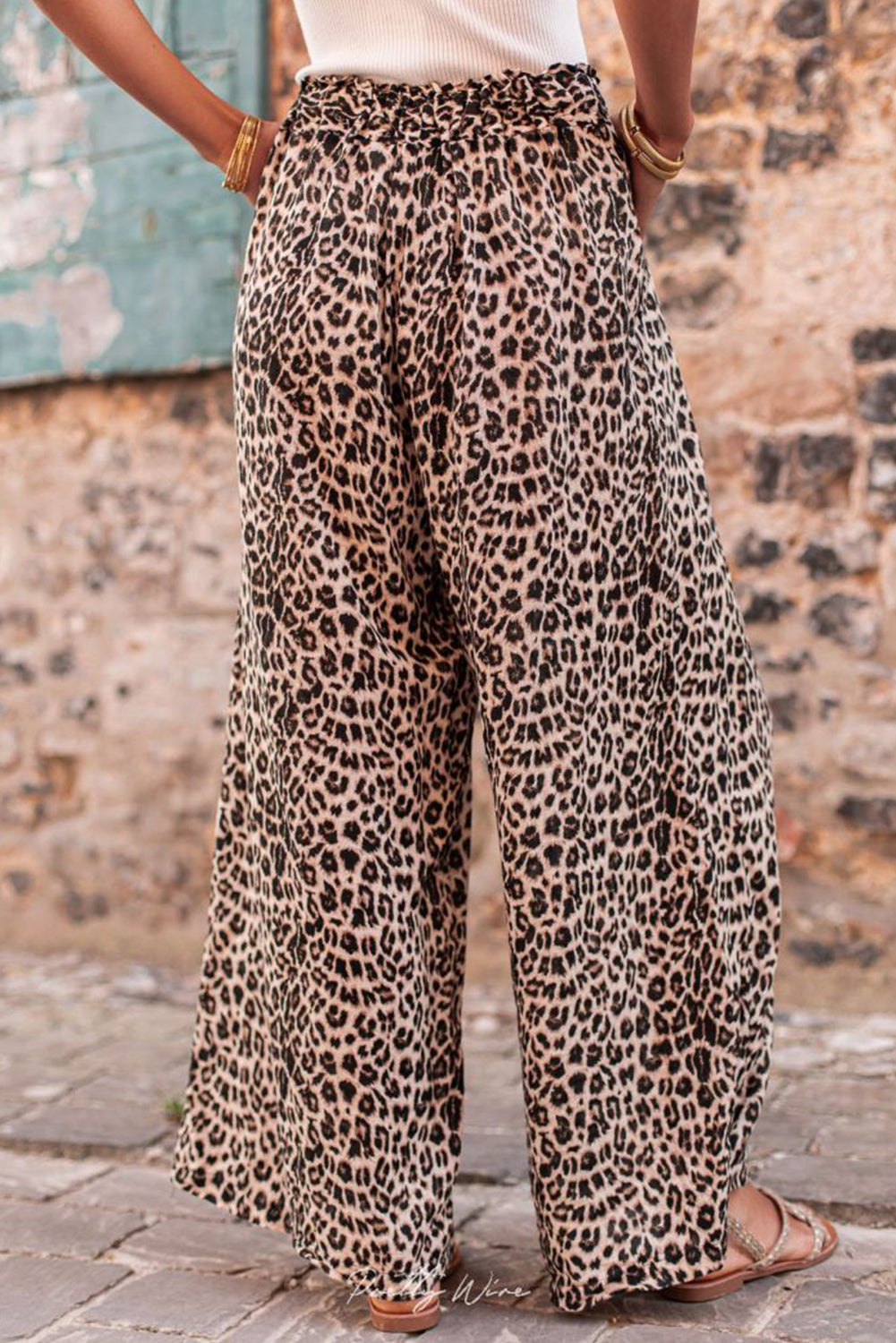 Desert Palm Boho Leopard Wijde Broek