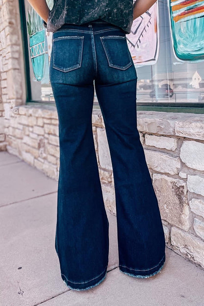 Echte Teal High Rise Ripped Bell Bottom Jeans