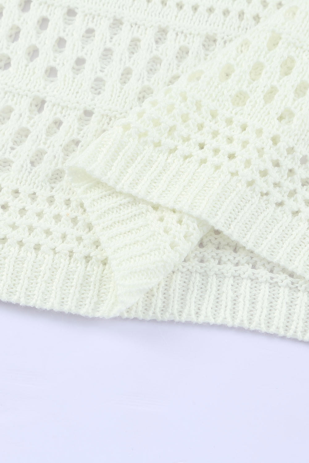 Witte Hollow Out Crochet V-hals Pullover Trui