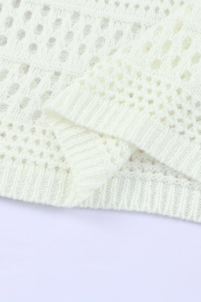 Witte Hollow Out Crochet V-hals Pullover Trui