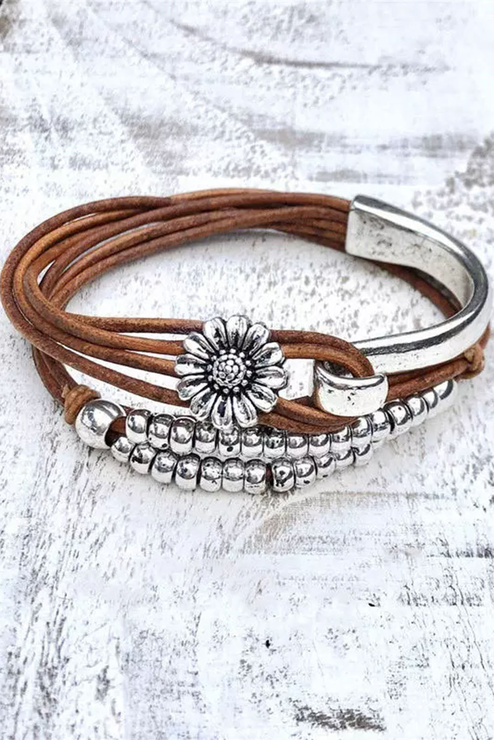 Bruine Daisy Beading Alloy Multilayer Armband 