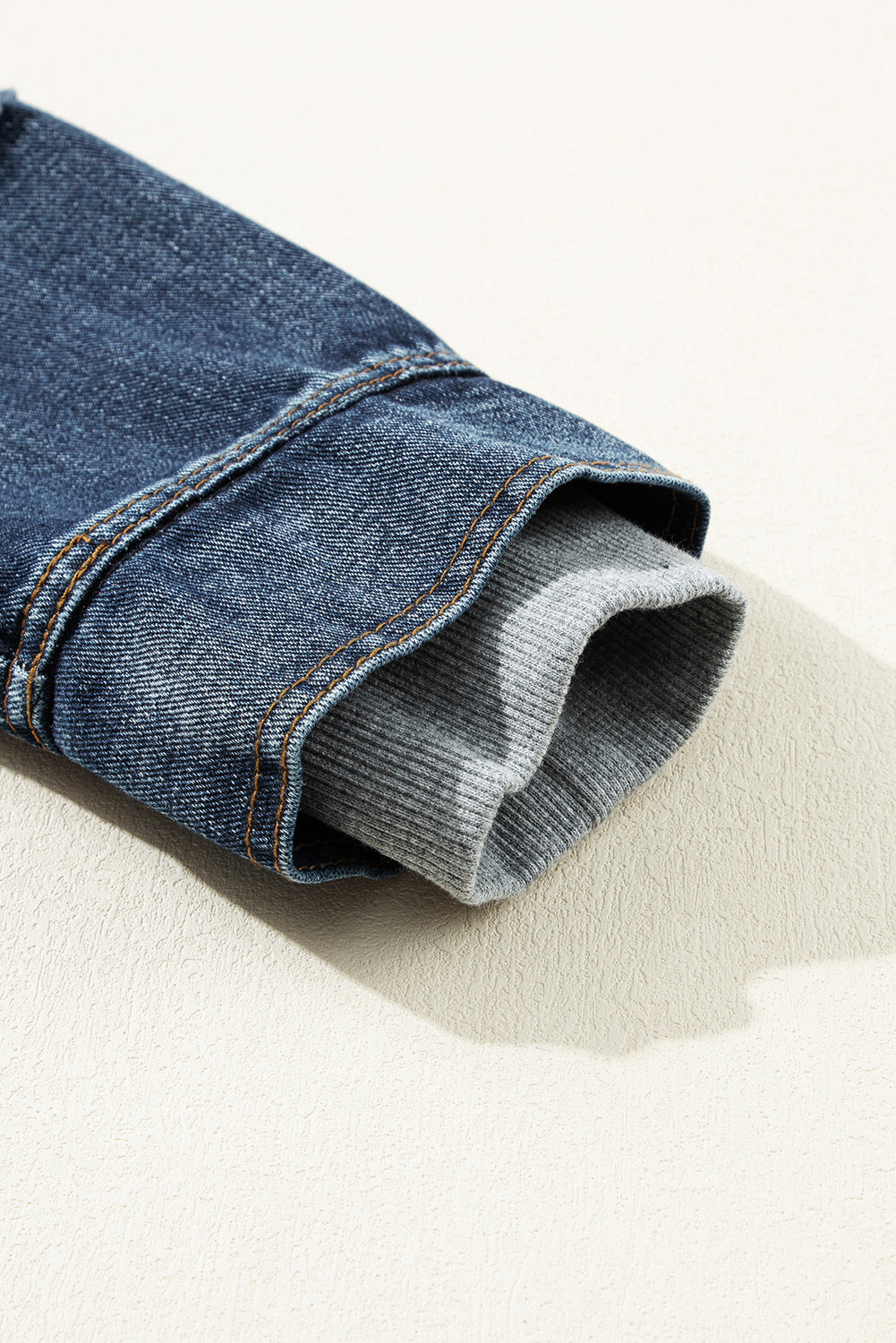 Donkerblauw nep tweedelig denim jack met capuchon en rits