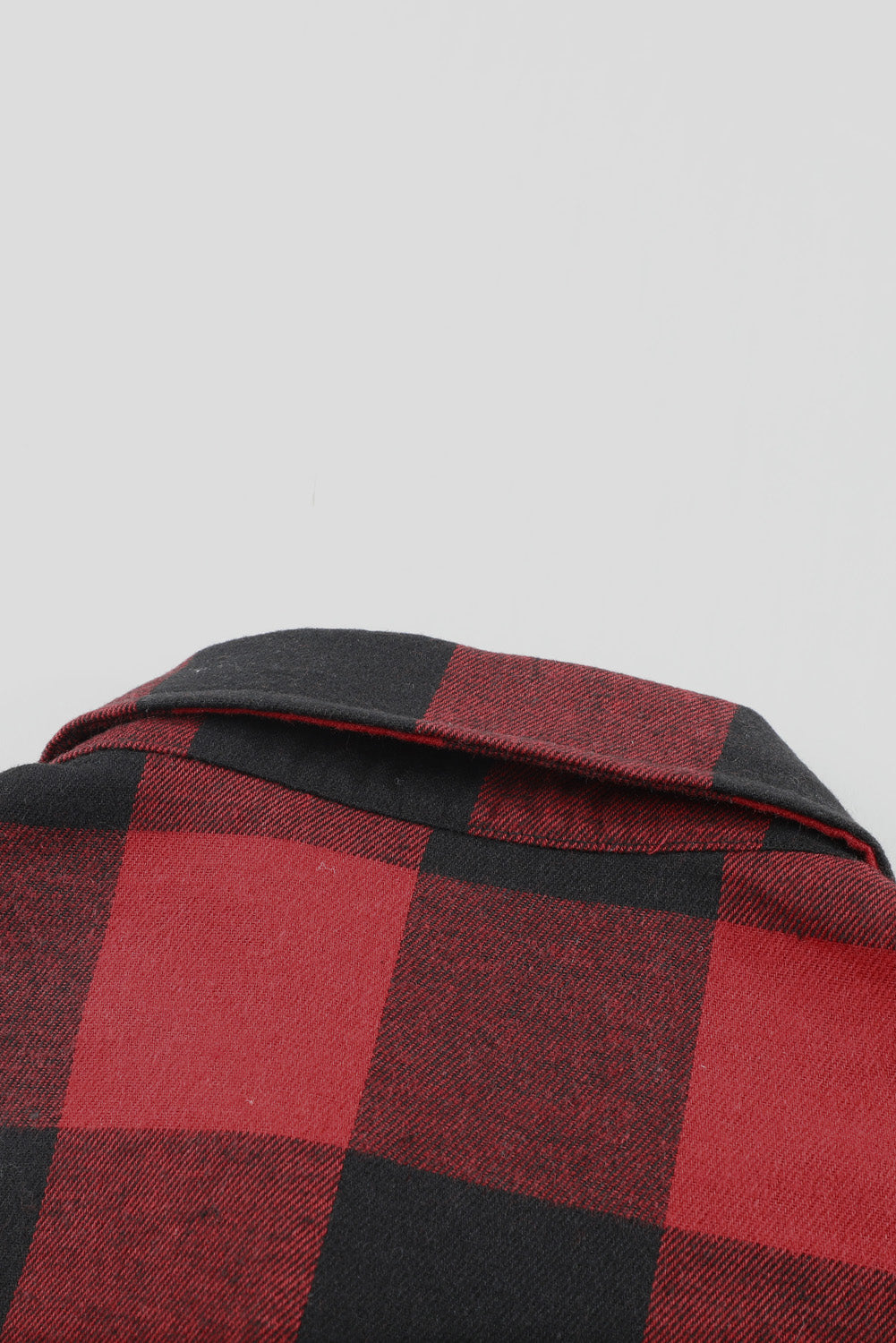 Brown Turn-down Collar Plaid Shirt Coat