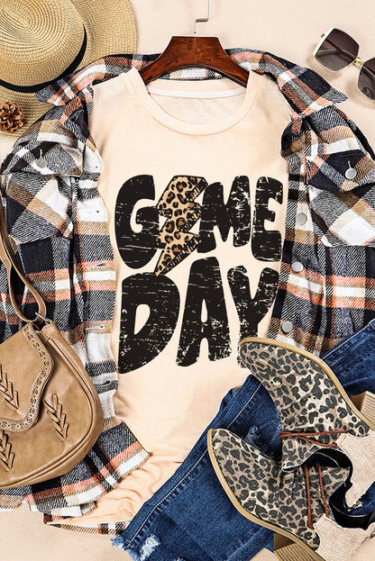 Khaki Game Day Rugby Football Seizoen Luipaard Bliksem T-shirt