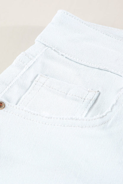 Witte versleten gerafelde denim shorts