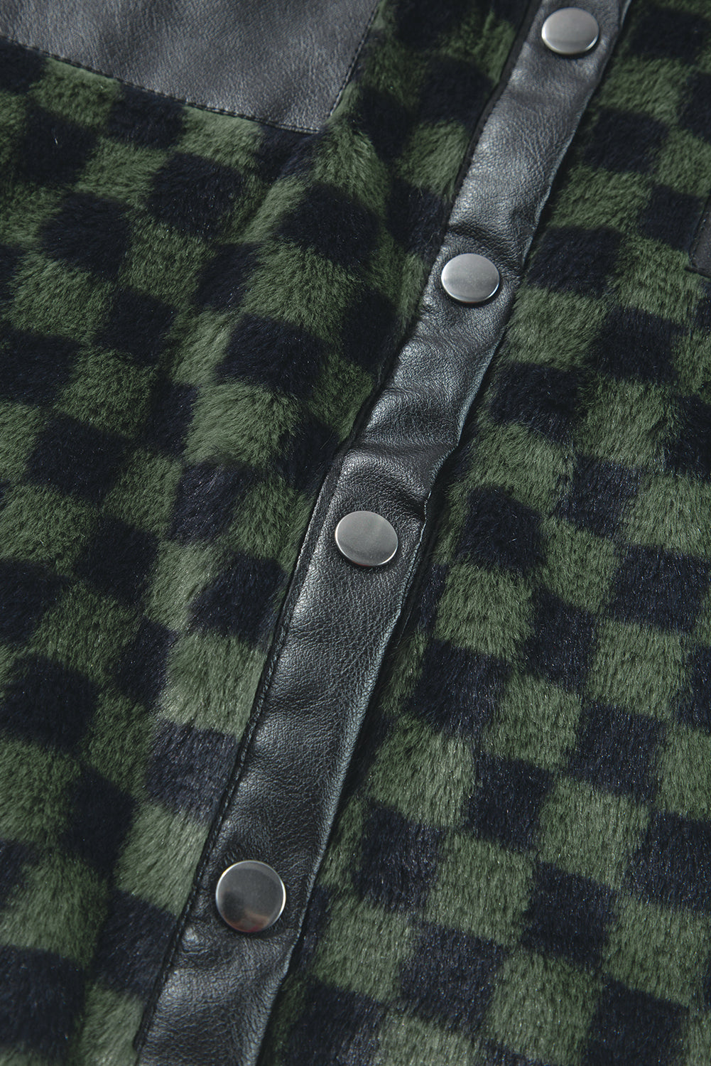 Vineyard Green Fleece Checkerboard Flap Pocket Drukknoop Jas