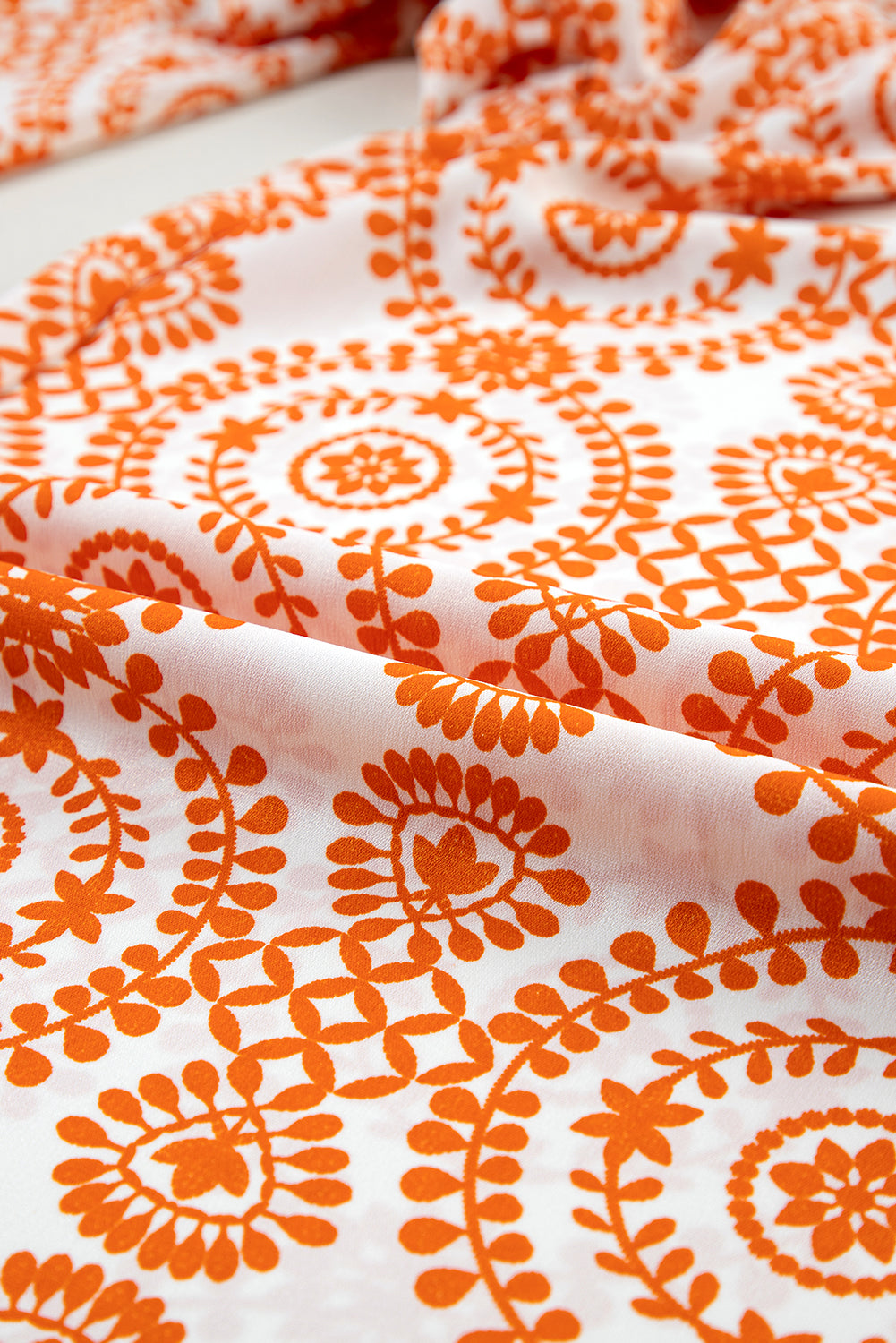 Oranje Boho Retro Bloemenprint Wijde Broek