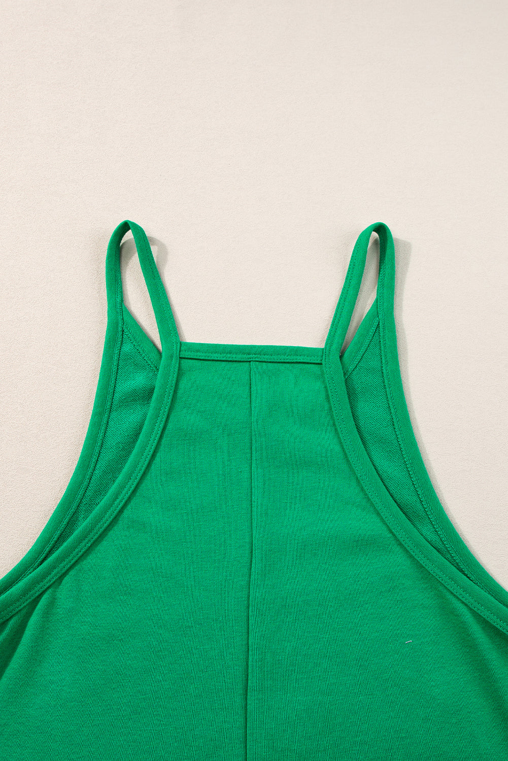 Bright Green Sleeveless Pocketed V Neck Jersey Romper