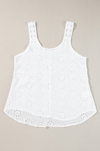 White Eyelet Embroidery Tank Top