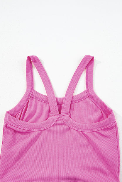 Grapefruit Orange Athletic Ribbed Cropped Cami Top