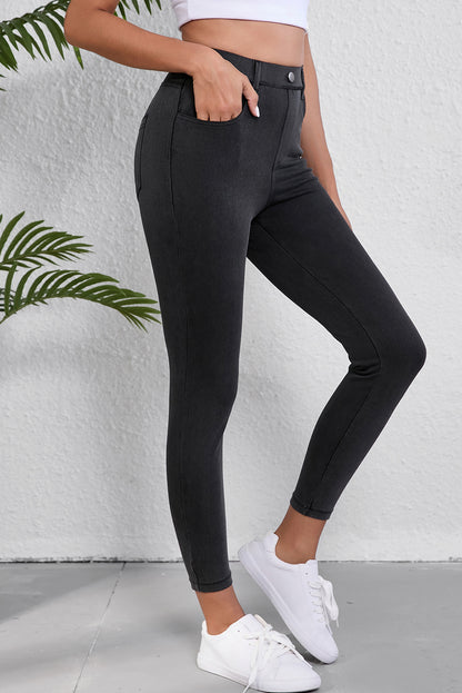 Zwarte skinny fit enkelhoge taille jeans