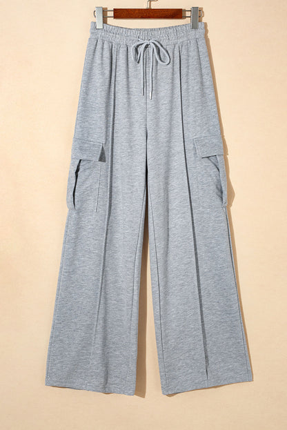 Light Grey Drawstring Waist Cargo Sweatpants