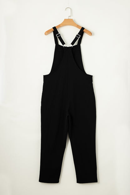 Zwarte verstelbare gespbandjes cropped jumpsuit