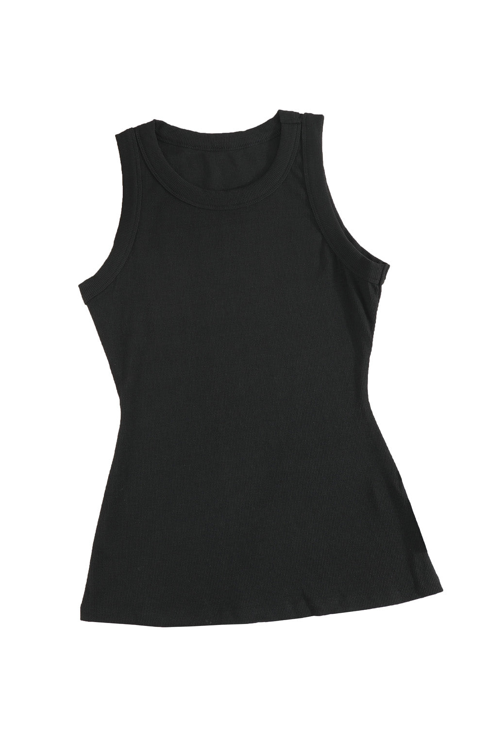 Effen grijze geribbelde tanktop met ronde hals