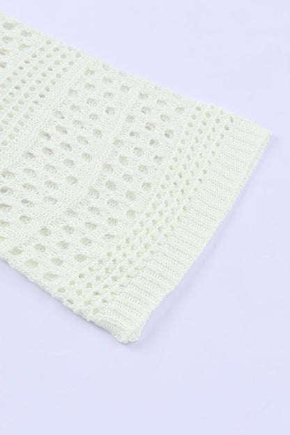 Witte Hollow Out Crochet V-hals Pullover Trui