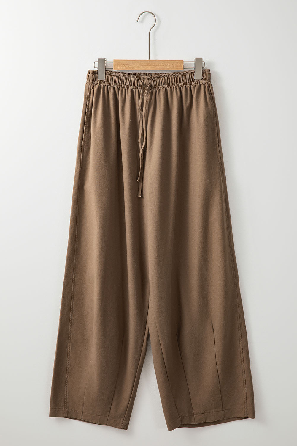 Desert Palm Cotton Linen Drawstring Waist Wide Leg Pants