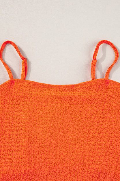 Oranje getextureerde cropped cami-top met kwastjes