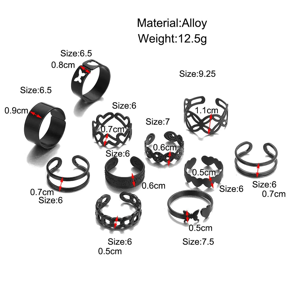 Party Black Ring Set