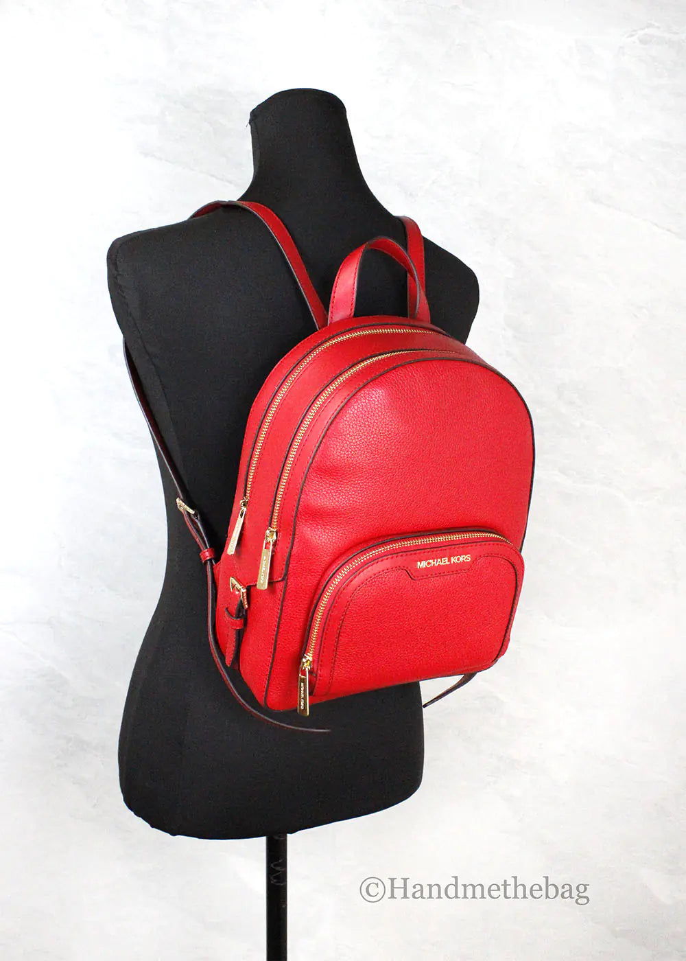 Michael Kors Jaycee Medium Red Zip Pocket Backpack