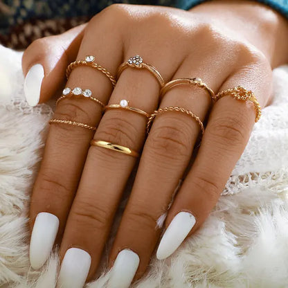 Fashion Boho Crystal Joint Ring Set