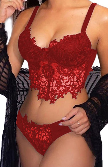 Spaghettibandjes gehaakt kant uitgehold bh string lingerie set 