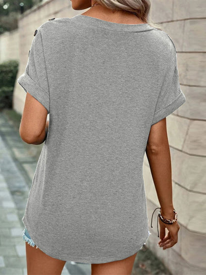 Casual effen kleur T-shirt met korte mouwen voor dames 