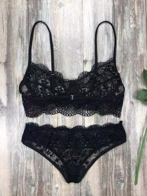 Nieuwe kanten sexy lingerieset effen kleur wimperkantenset 