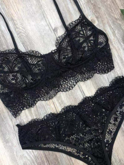 Nieuwe kanten sexy lingerieset effen kleur wimperkantenset 