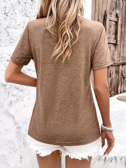 Women's casual solid color short-sleeved T-shirt tops