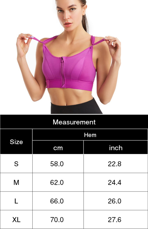 Women's Adjustable Front Zip Sports Bra