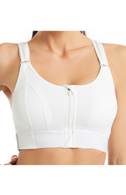 Women's Adjustable Front Zip Sports Bra