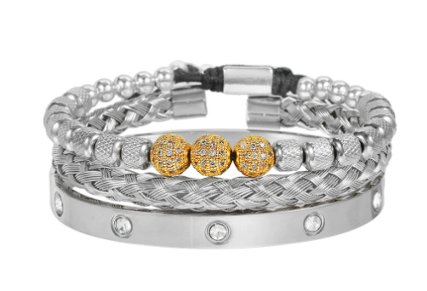 Luxe Micro Pave CZ ronde kralen Royal Charm herenarmbanden