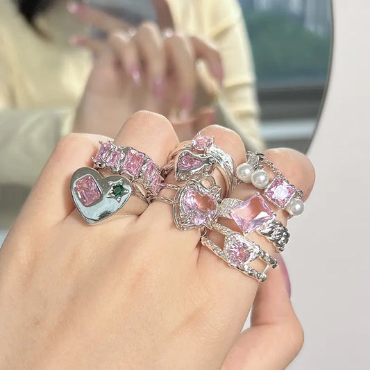 Colorful Stone Geometric Rings