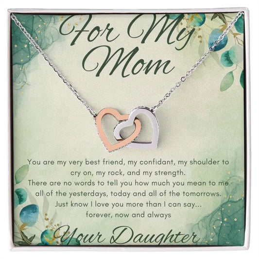 To My Mom Interlinked Heart Necklace