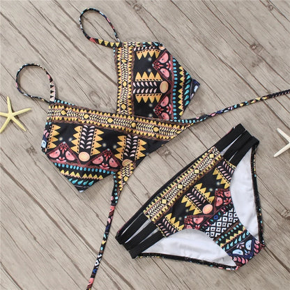 2018 Aztec Bandage Biquini String Bikini